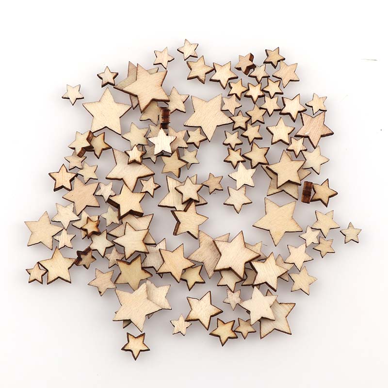 Embellishments For Scrapbooking - 100Pcs DIY ขนาดผสมไม้ Pentagram ชิปตกแต่ง Embellishments