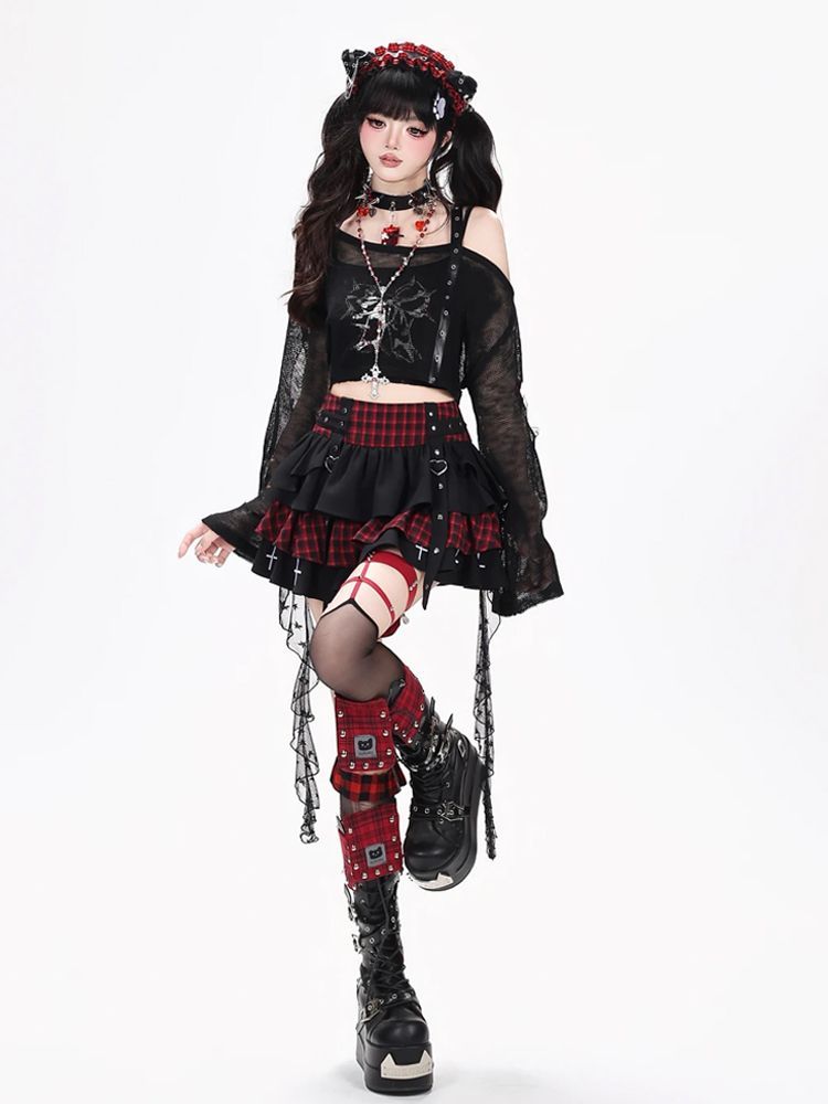 ชุด 3 ชิ้นสไตล์ Y2K พังก์ กอธิ - Elastic Lace Trim บทวิจารณ์และราคา