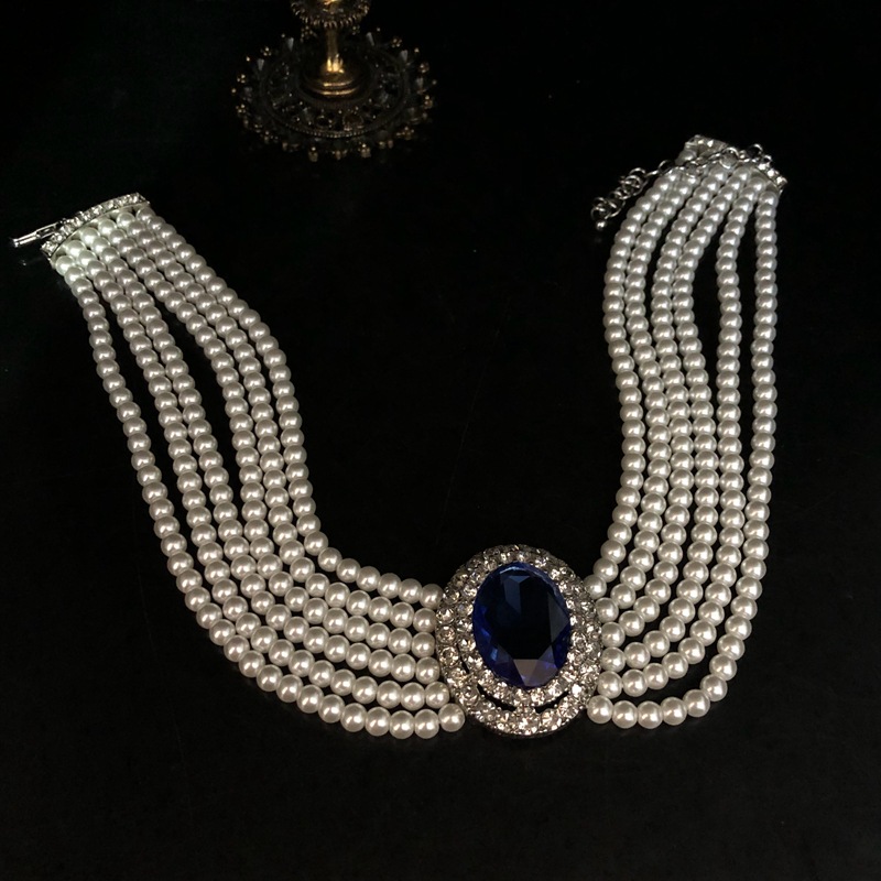สร้อยคอแซฟไฟร์ฝังเพชรแบบฝรั่งเ - Pearl Trim Chain บทวิจารณ์และราคา