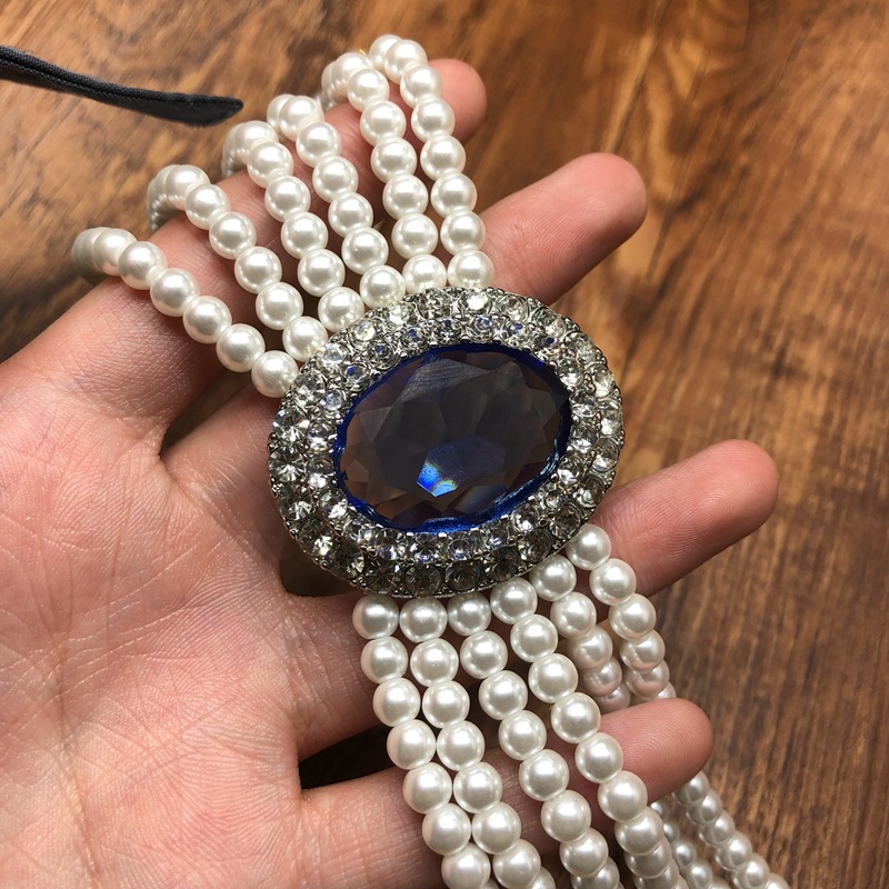 สร้อยคอแซฟไฟร์ฝังเพชรแบบฝรั่งเ - Pearl Trim Chain บทวิจารณ์และราคา