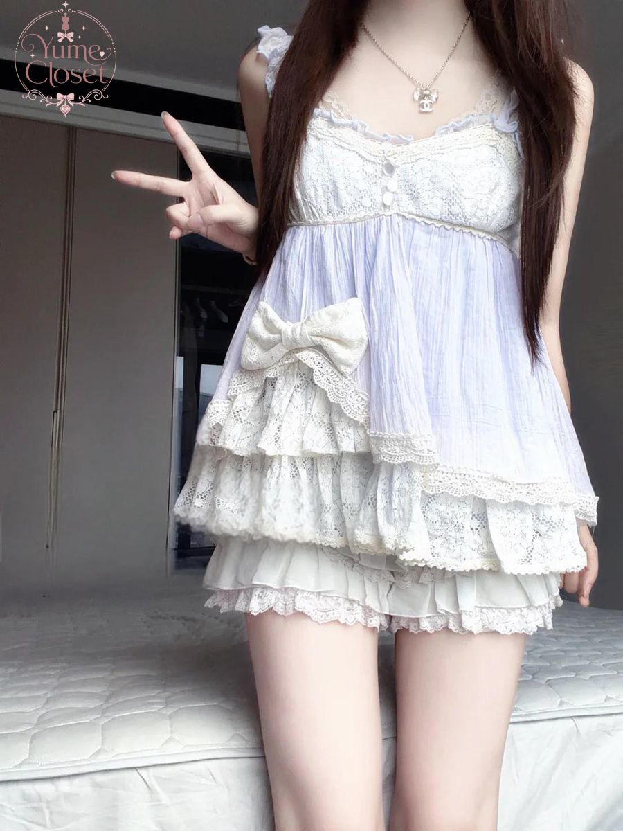 ชุดเซ็ต 2 ชิ้นสไตล์วินเทจญี่ปุ - Elastic Lace Trim บทวิจารณ์และราคา