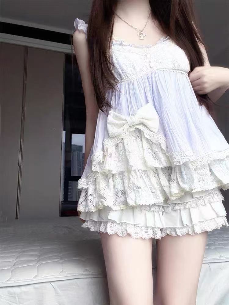 ชุดเซ็ต 2 ชิ้นสไตล์วินเทจญี่ปุ - Elastic Lace Trim บทวิจารณ์และราคา