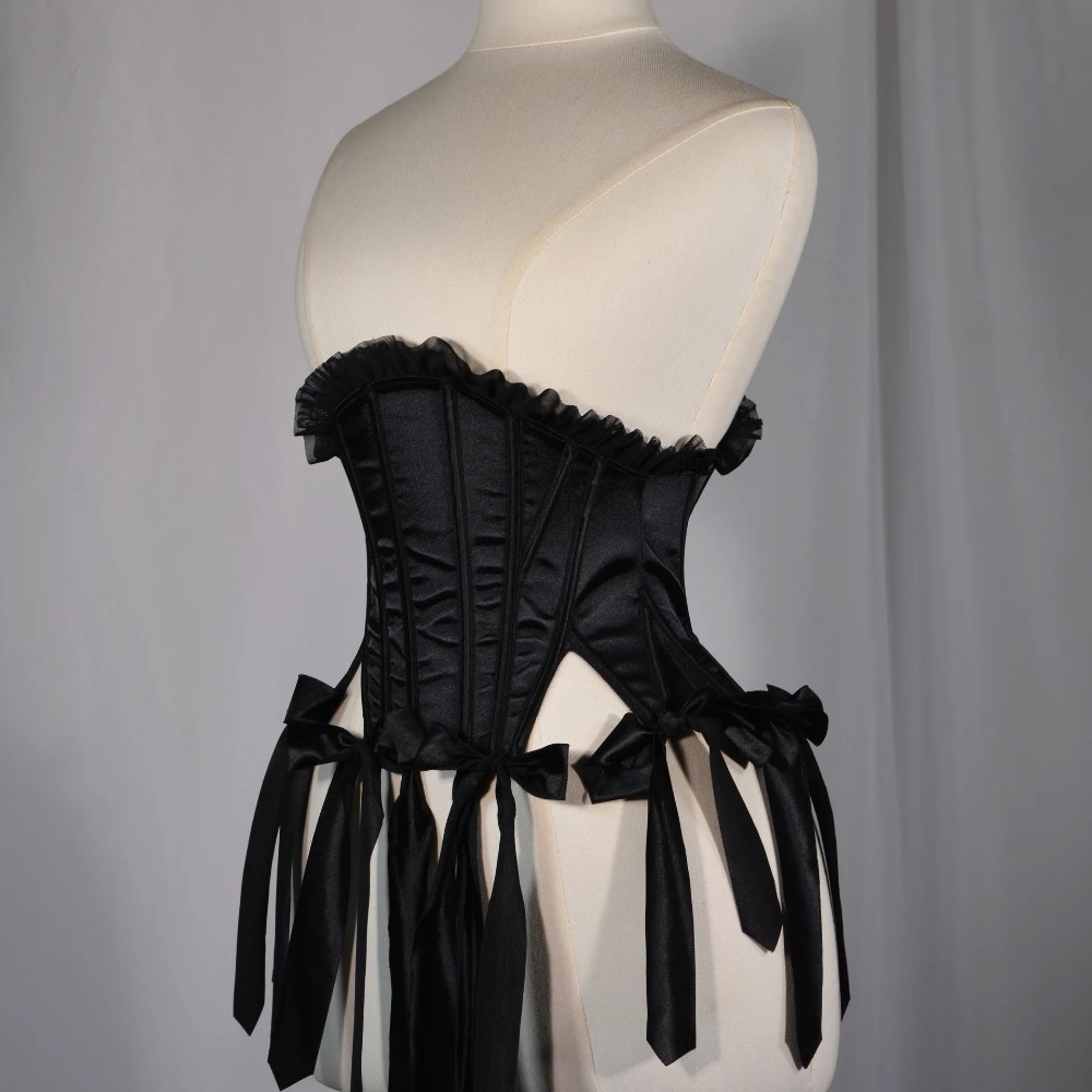 เสื้อคอร์เซ็ตสีดำสำหรับผู้หญิง - Tassel Fringe Trim บทวิจารณ์และราคา