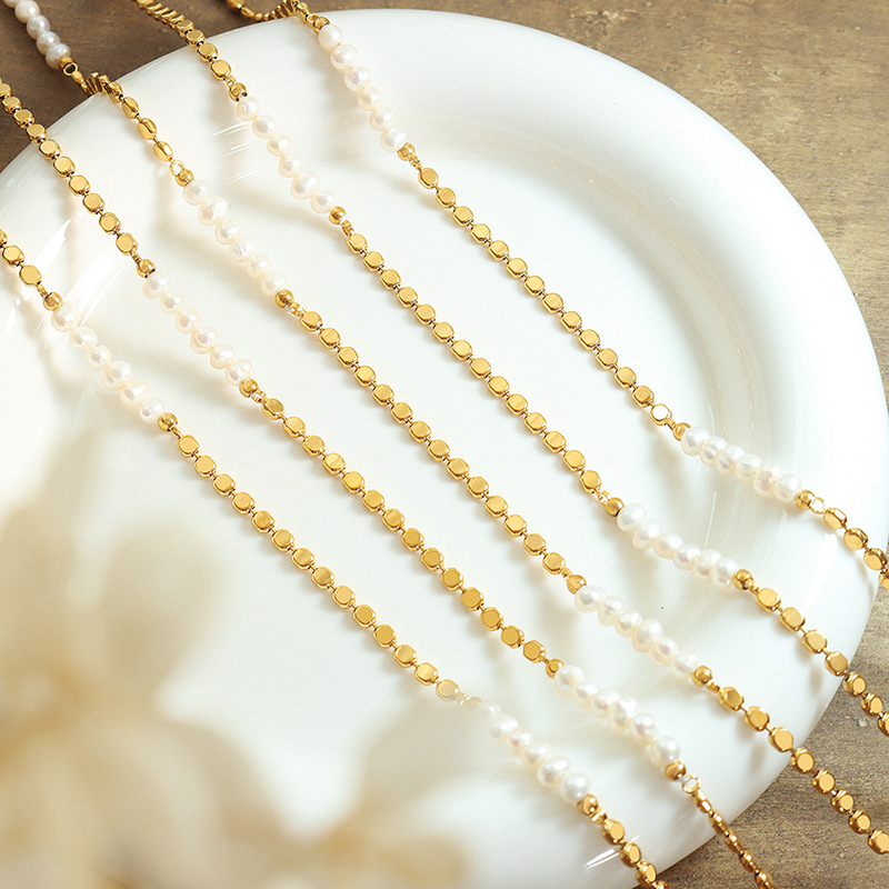 สร้อยคอไข่มุกน้ำจืดธรรมชาติประ - Pearl Trim Chain บทวิจารณ์และราคา