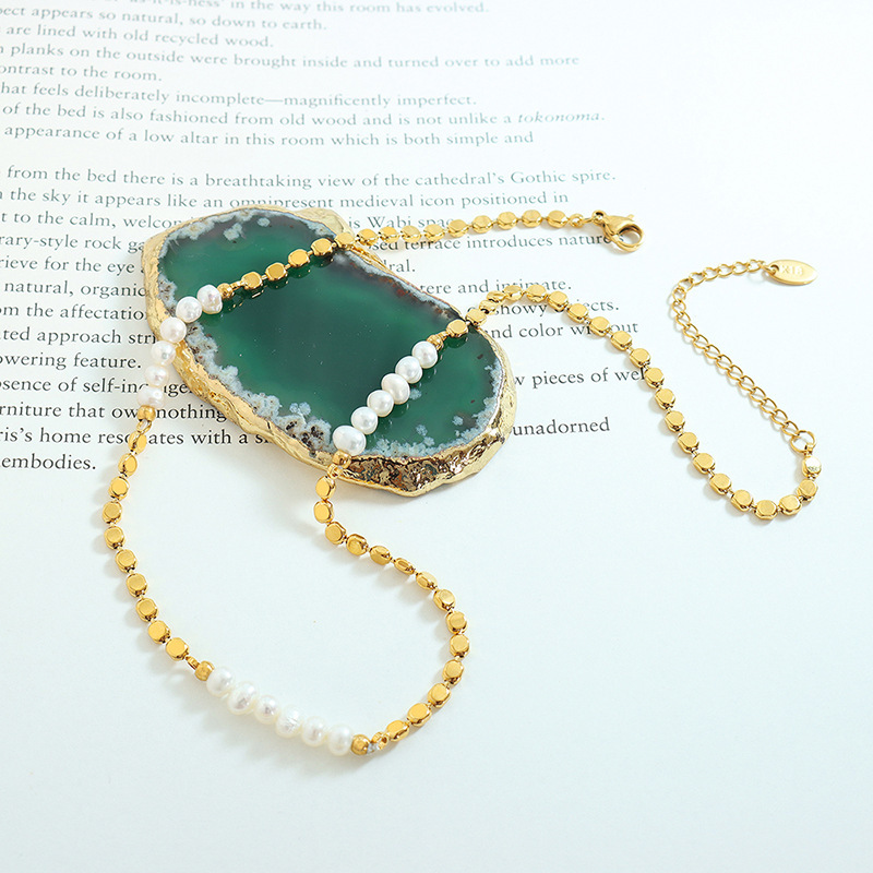 สร้อยคอไข่มุกน้ำจืดธรรมชาติประ - Pearl Trim Chain บทวิจารณ์และราคา