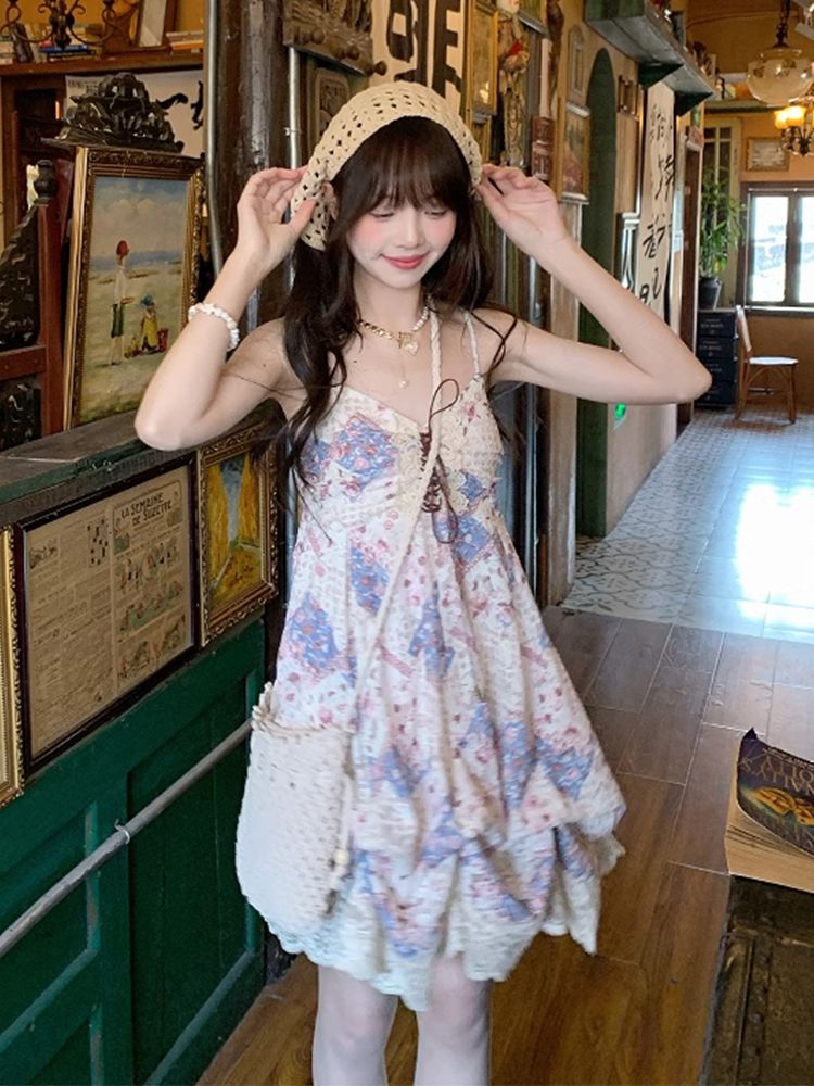 ชุดเดรสสายเดี่ยวสไตล์วินเทจสำห - Elastic Lace Trim บทวิจารณ์และราคา