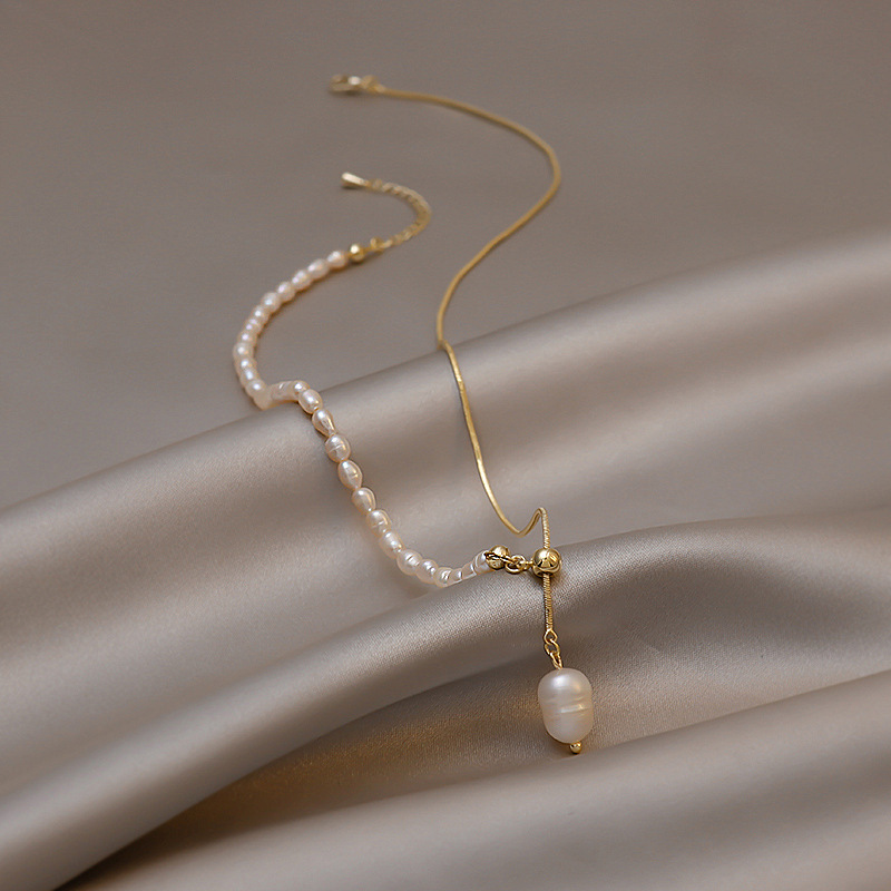 ไข่มุกน้ําจืดธรรมชาติ 100% 14K - Pearl Trim Chain บทวิจารณ์และราคา