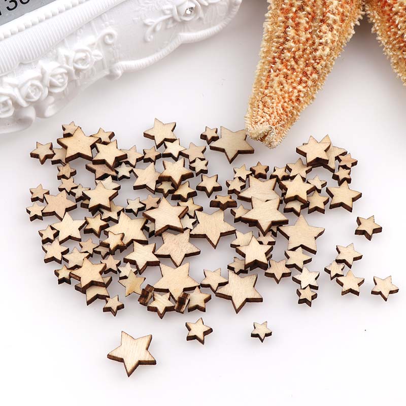 100Pcs DIY ขนาดผสมไม้ Pentagra - Embellishments For Scrapbooking บทวิจารณ์และราคา