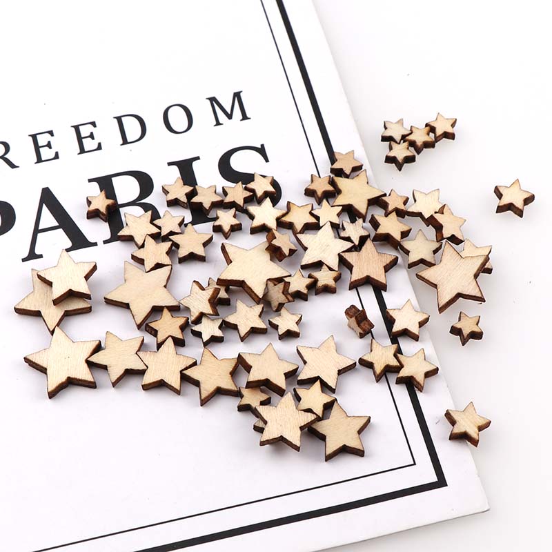 100Pcs DIY ขนาดผสมไม้ Pentagra - Embellishments For Scrapbooking บทวิจารณ์และราคา